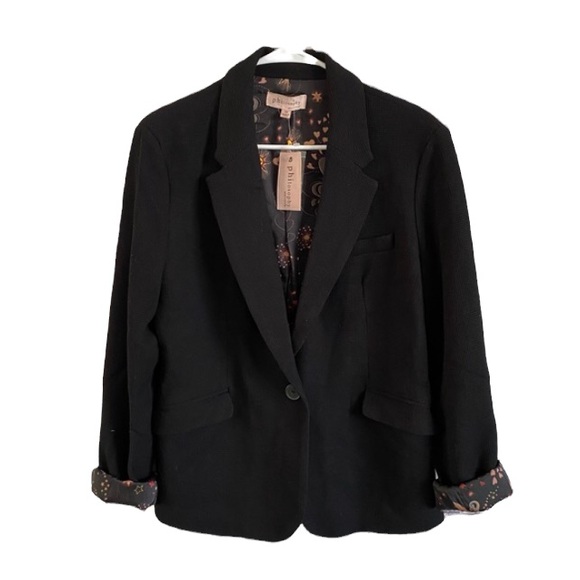 Philosophy Jackets & Blazers - Philosophy || NWT || Black Waffle Texture Button Front Blazer